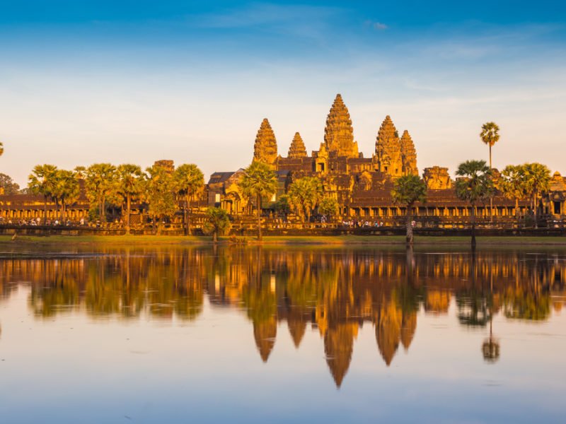 cambodia temple under setting sun cambodia temple under setting sun