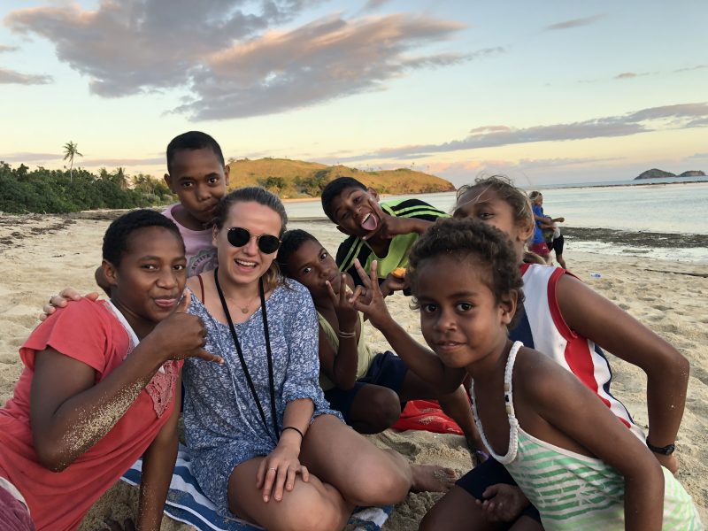 Volunteer teaching picture in Fiji islands