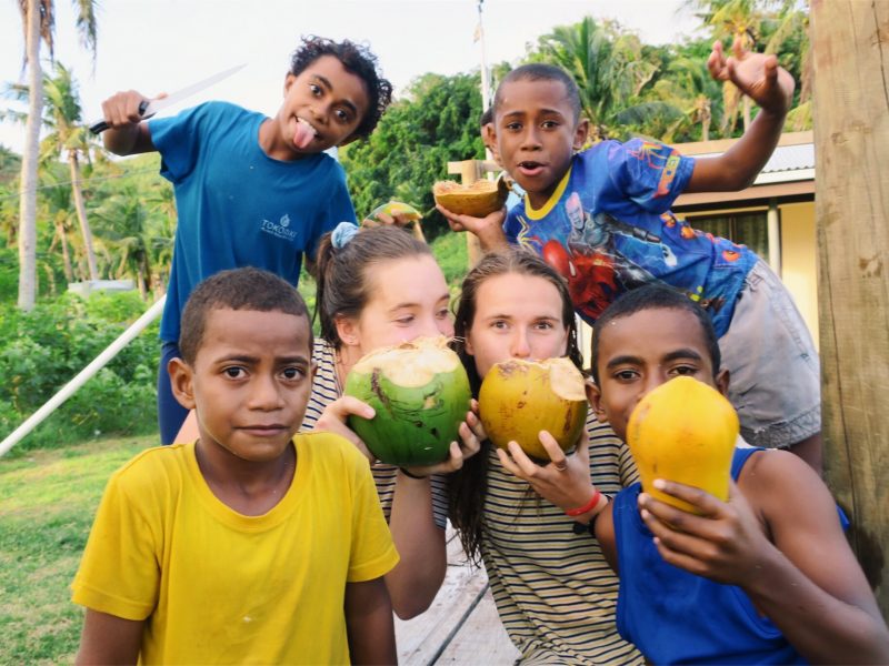 island fiji volunteer teaching program look at those papayas!