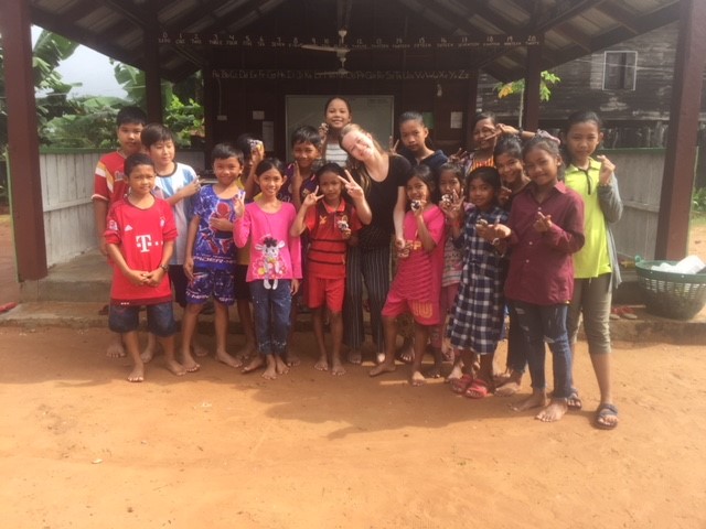 Grace with the children at school in cambodia - Cambodia Review