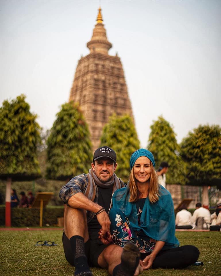 infront of the mahabodhi temple bodygaya india ela nd lee - Cultural Orientation Week Sikkim, India