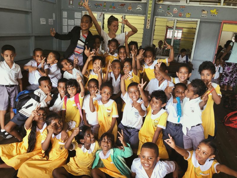 Karoline in the school in Fiji as volunteer through IVI