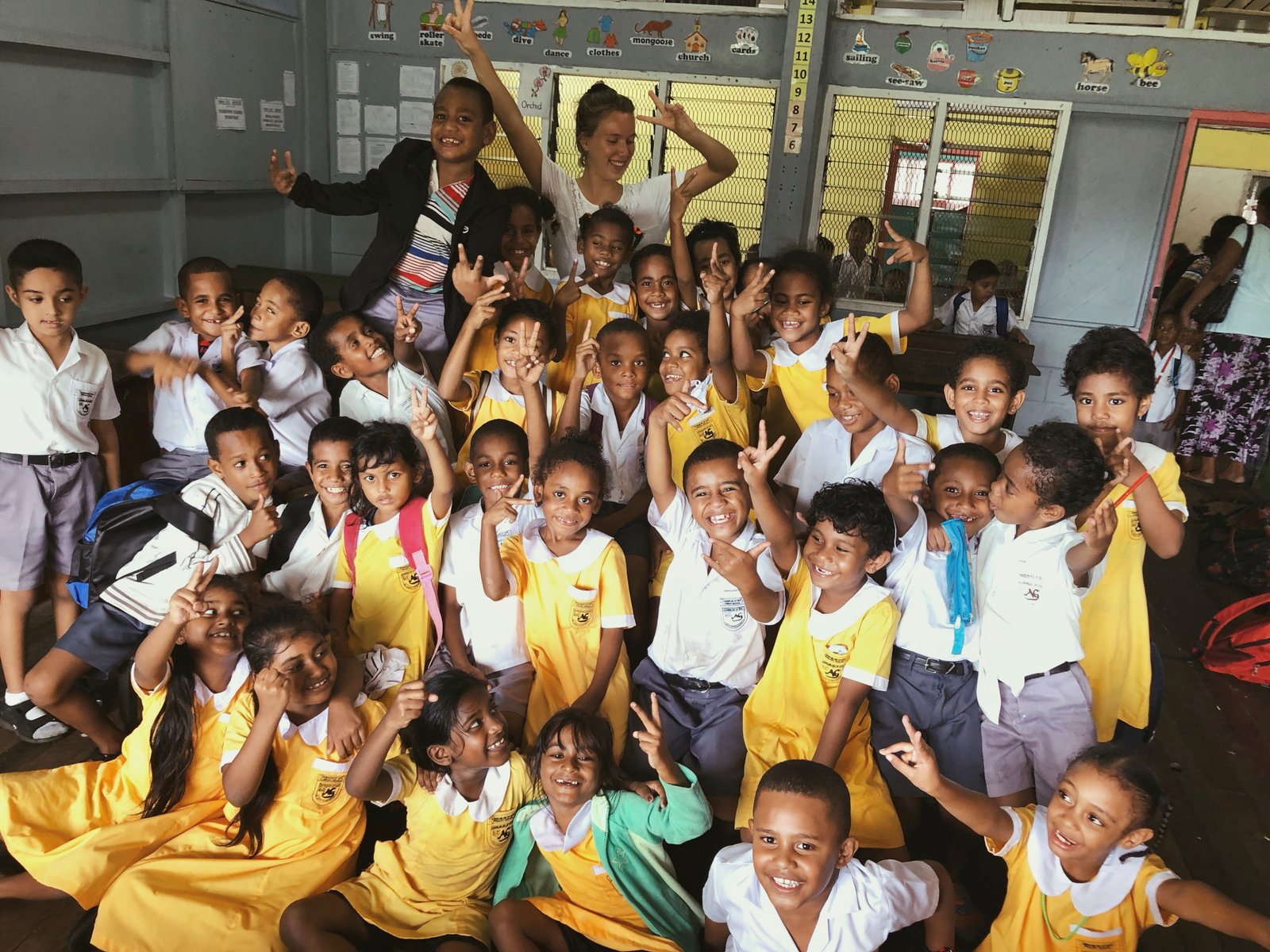 Karoline in the school in Fiji as volunteer through IVI - Remote Island Teaching Review by Alex