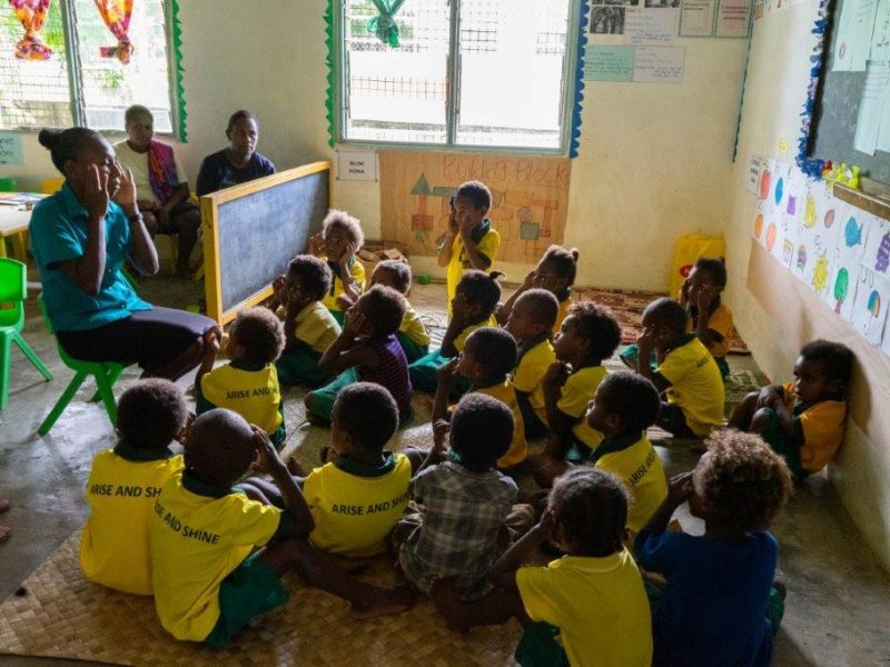 Primary school kids in class vanuatu