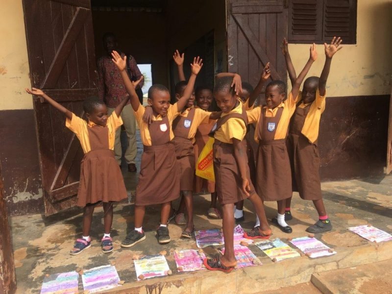 children proud of their art work children proud of their art work