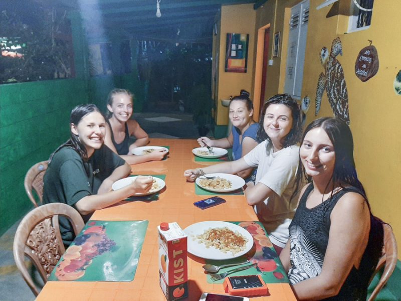 eating dinner at accomodation in Amabalangoda 2 800x600 - Turtle Conservation Sri Lanka