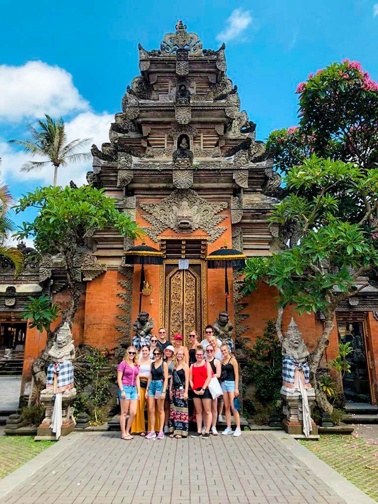 group outside temple in Bali - My Experience in Bali