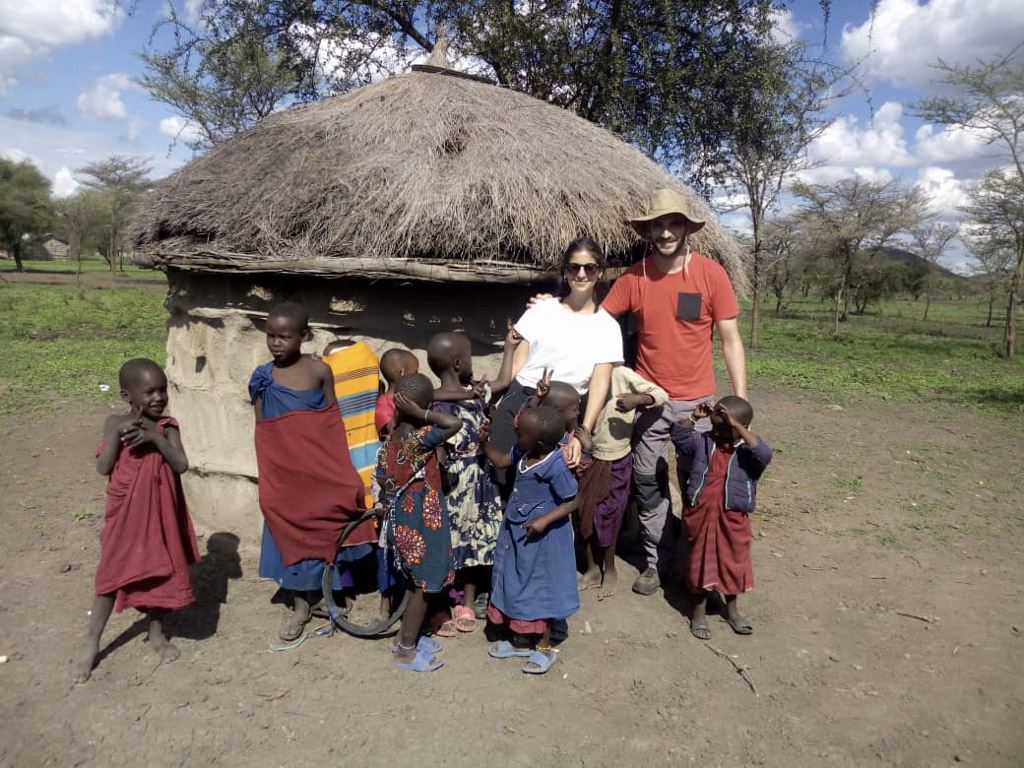Group photo with Maasai kids