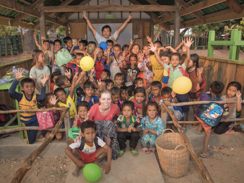 Group photo of participant with students 1 800x600 - Rural Primary School Cambodia